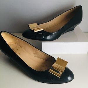 Kate Spade Roxana Black Patent Leather Wedge.